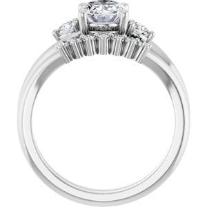14K White 8 x 6 mm Oval Engagement Ring Mounting