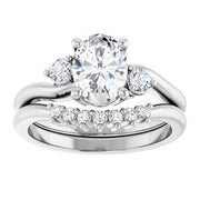 14K White 8 x 6 mm Oval Engagement Ring Mounting