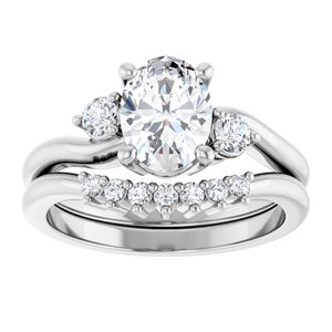 14K White 8 x 6 mm Oval Engagement Ring Mounting