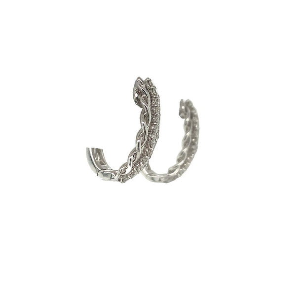 14 kWhite Gold Twist .38cttw Diamond Oval Hoop Earrings