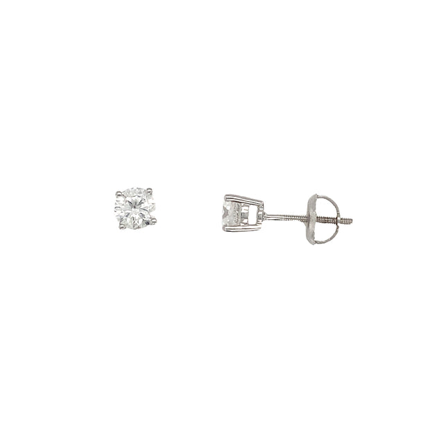 14k White Gold 1.00ct Natural Diamond Stud Earrings