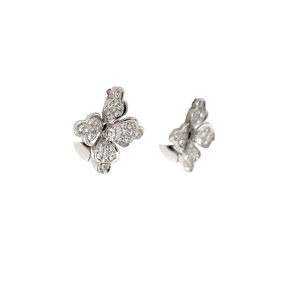 14k White Gold .36ct twDiamond floral Style Earrings