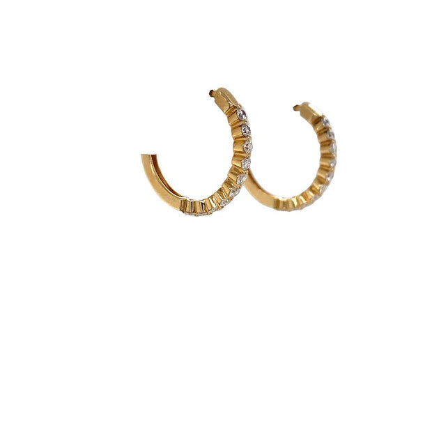 14k Yellow Gold .50cttw Diamond Hoop Earrings