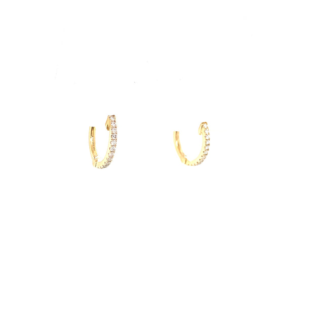 14k Yellow Gold .13ct tw Diamond Hoop Earrings