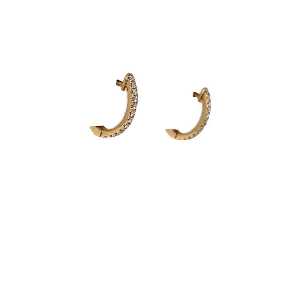 14k Yellow Gold .13ct tw Diamond Huggie Hoop Earrings