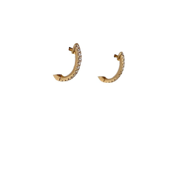 14k Yellow Gold .10ct tw Diamond Huggie Hoop Earrings