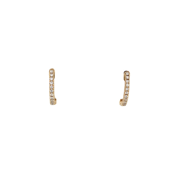 14k Yellow Gold .10ct tw Diamond Huggie Hoop Earrings