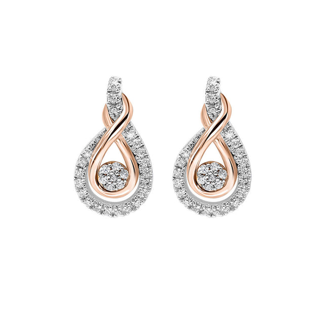 10k Rose Gold and Sterling Silver 0.2cttw Diamond Studs