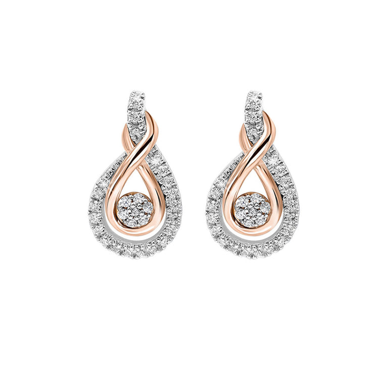 10k Rose Gold and Sterling Silver 0.2cttw Diamond Studs