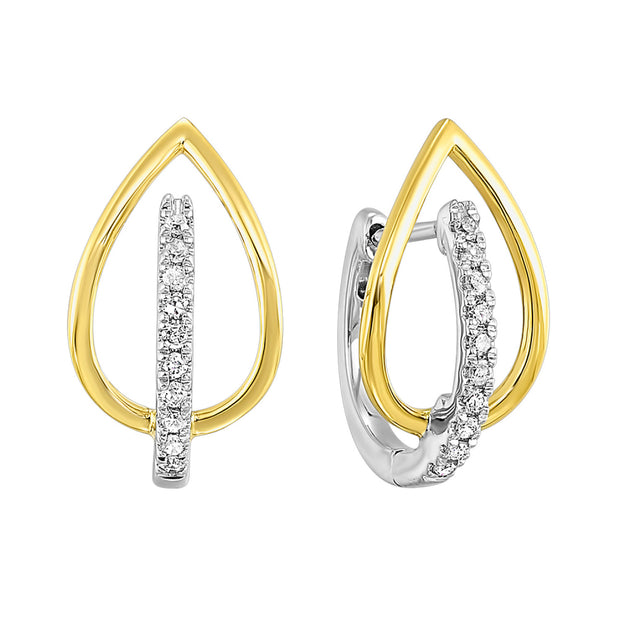 10k Yellow and White Gold 0.13cttw Diamond Huggies