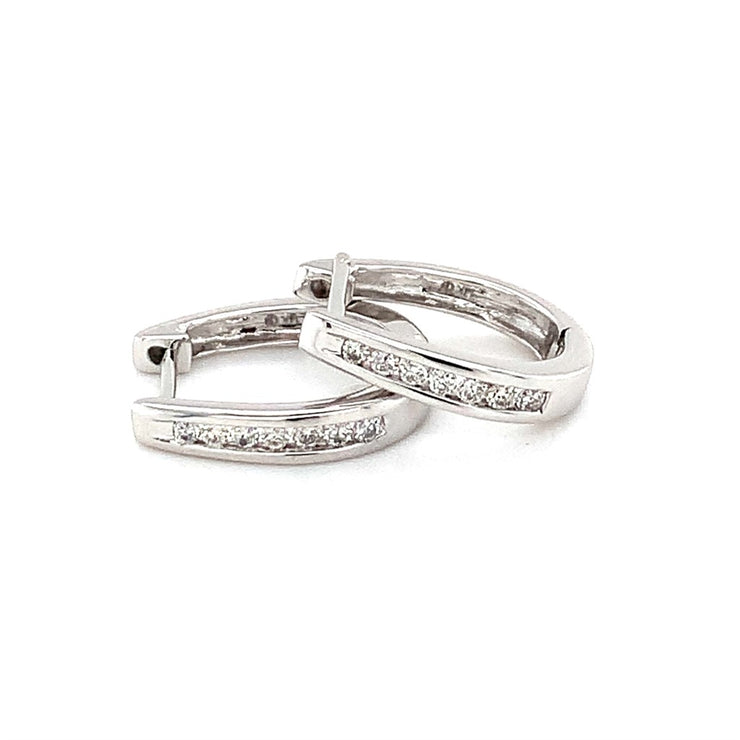 14k White Diamond Hoop Earrings .15ct