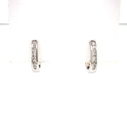 14k White Diamond Hoop Earrings .15ct