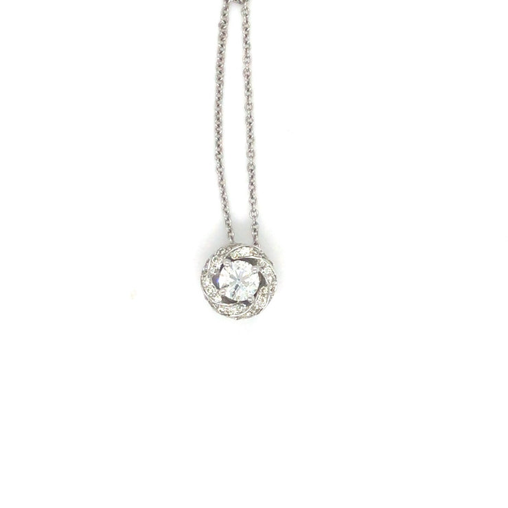 14k White Gold .375cttw Diamond Halo Pendant