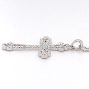 14k White Gold .16cttw Diamond Cross Pendant