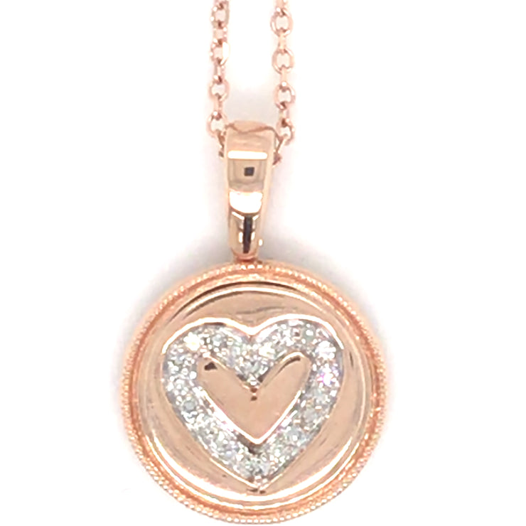 14k Rose Gold .06cttw Diamond Heart Pendant