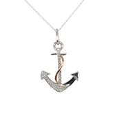 14k White and Rose Gold .25cttw Diamond Anchor Pendant