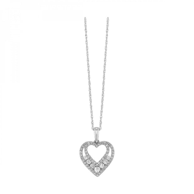 10k White Gold .25cttw Diamond Heart Necklace