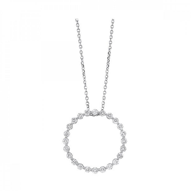 14k White Gold .25cttw Diamond Circle Pendant