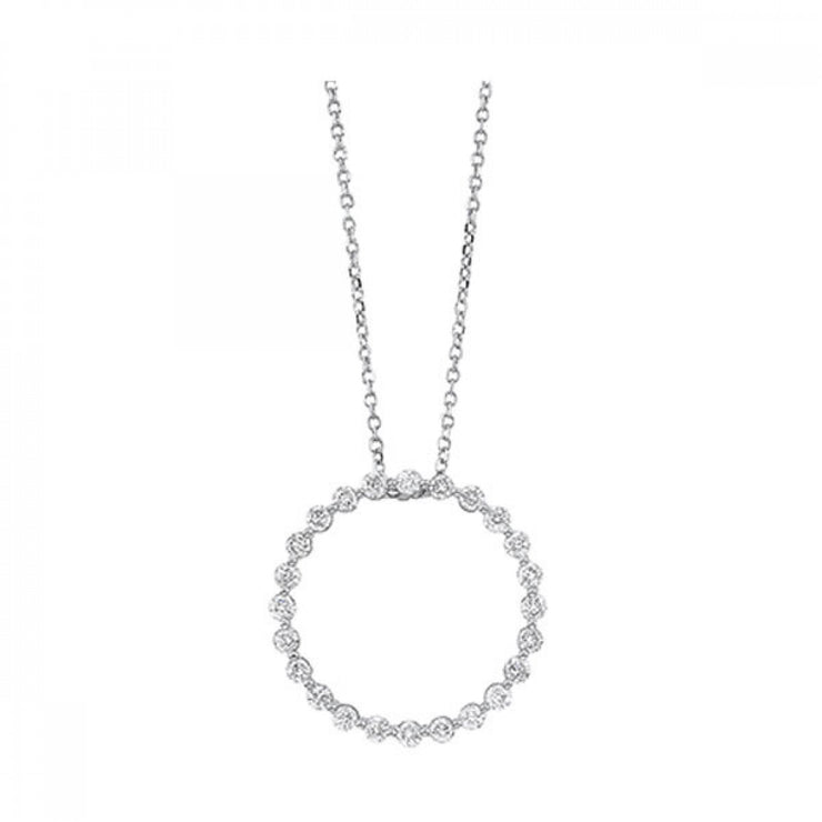 14k White Gold .25cttw Diamond Circle Pendant