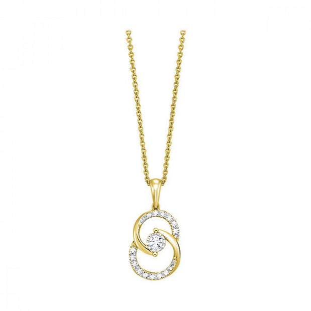 10k Yellow Gold Swirl .25cttw Diamond Necklace