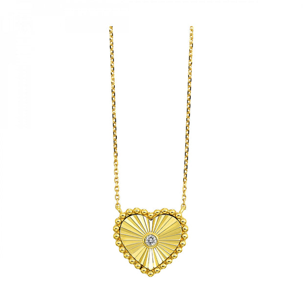 10k Yellow Gold Heart .2cttw Diamond Necklace