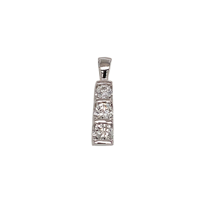 14k White Gold 3 Stone Diamond Pendant 0.50Tw Round G/H I1 Diamonds