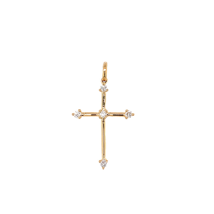 18k Yellow Gold 0.12cttw Diamond Cross