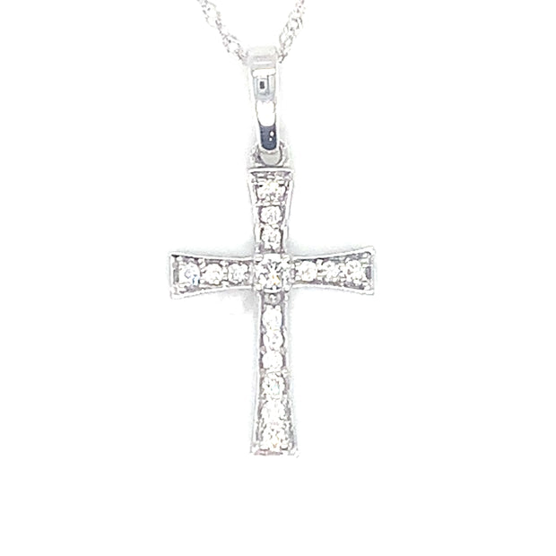 14k White Gold Diamond Cross Pendant