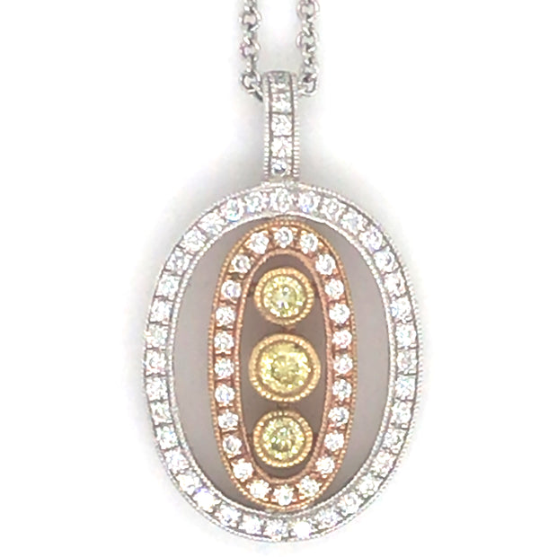 18k White and Rose Gold .11cttw Yellow and .33cttw White Diamond Necklace
