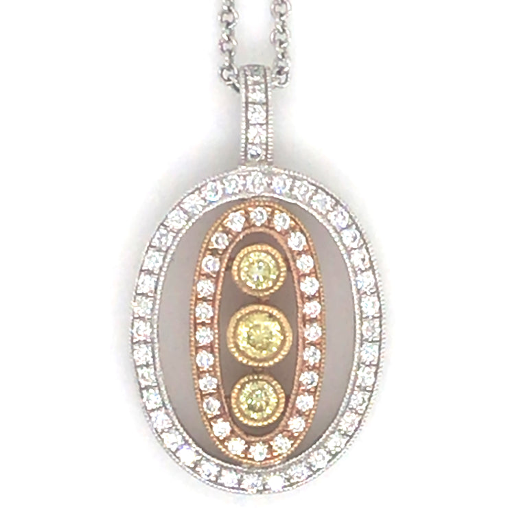 18k White and Rose Gold .11cttw Yellow and .33cttw White Diamond Necklace