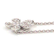 14k White Gold .125cttw Diamond Flower Necklace
