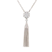 14k White Gold .47cttw Diamond Tassel Adjustable Necklace