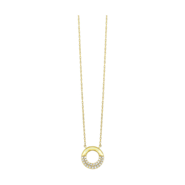 10k Yellow Gold 0.17cttw Diamond Circle Necklace