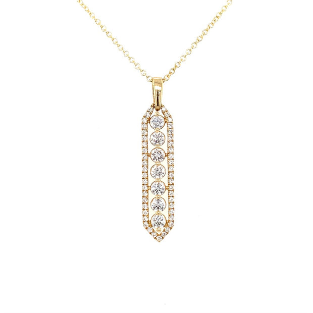 14k Yellow Gold Diamond Drop Bar Necklace