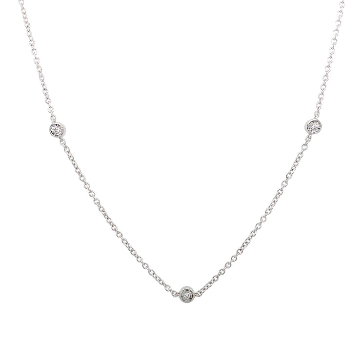 14k White Gold Diamond Necklace 0.25tw Round G/H SI2 Diamonds