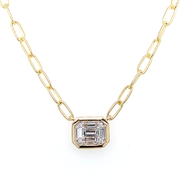 14k Yellow Gold 18in Paperclip 0.14cttw Diamond Necklace