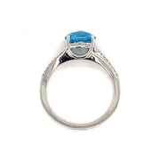 14k White Gold Oval Blue Topaz Ring