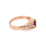 14k Rose Gold Marquise Ruby and Diamond Ring