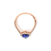 14k Rose Gold 2.07ct Pear Tanzanite and Diamond Halo Ring