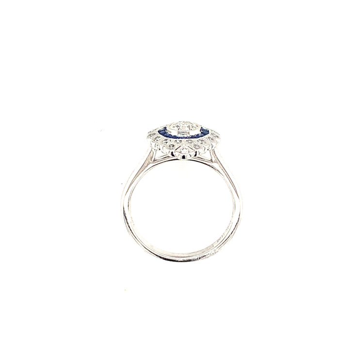 18K White Gold Diamond & Sapphire Ring with .41ct Center