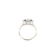 18K White Gold Diamond & Sapphire Ring with .41ct Center