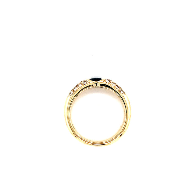 14k Yellow Gold Oval Sapphire and Diamond ring