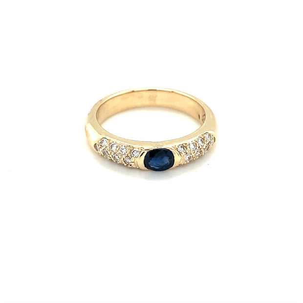 14k Yellow Gold Oval Sapphire and Diamond ring