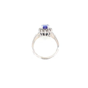 14k White Gold Oval Tanzanite and Diamond Halo Ring