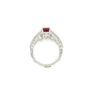 18K White Gold 1.22ct Cushion Ruby and Diamond Ring