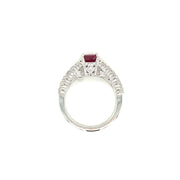 18K White Gold 1.22ct Cushion Ruby and Diamond Ring