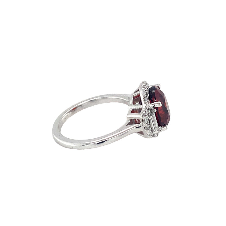 14k White Gold 5.12ct Oval Spessartite Garnet with 0.45cttw Diamonds