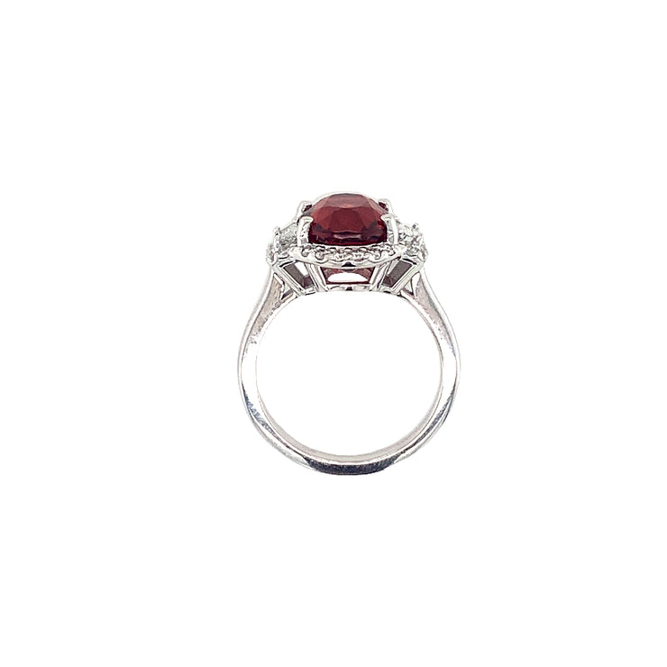 14k White Gold 5.12ct Oval Spessartite Garnet with 0.45cttw Diamonds