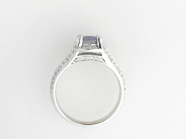 14K White Gold Sapphire and Diamond Ring with 0.31twd diamonds