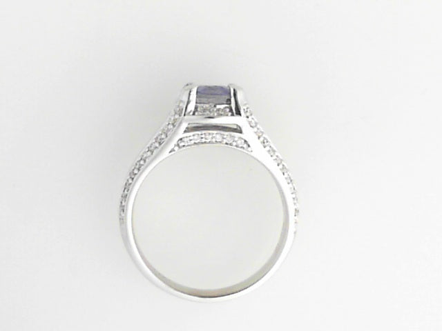 14K White Gold Sapphire and Diamond Ring with 0.31twd diamonds